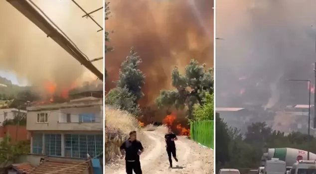 Forest fire in Bursa! Flames have spread to houses.