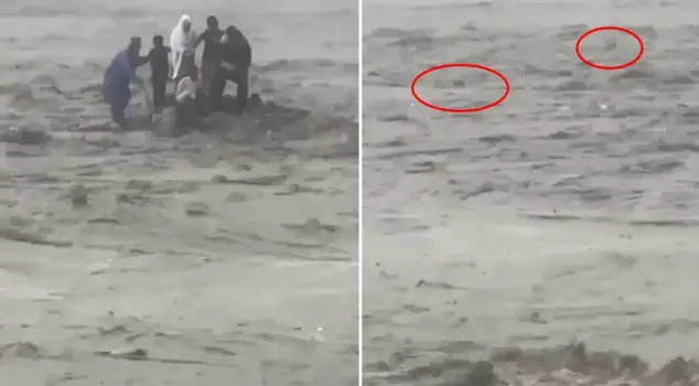 The waters in the river rose, and 18 people from the same family were swept away by the current.