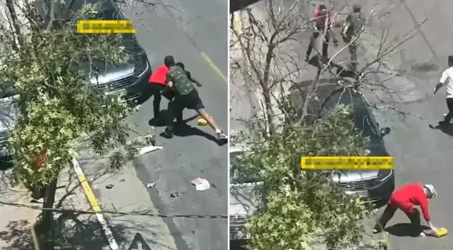 He beat up the store employee who caught him, kicking and punching.