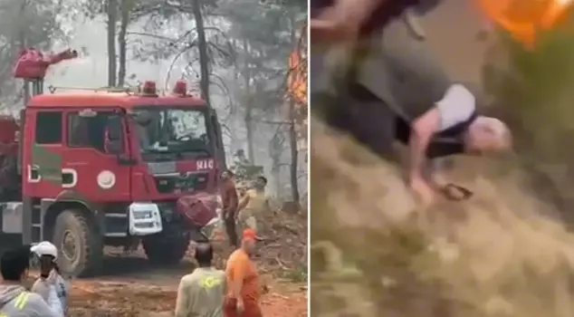 The firefighters' fight for survival in the forest fire: 