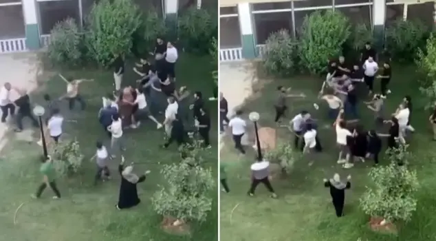They got into a fight with each other using sticks and chairs on the site.
