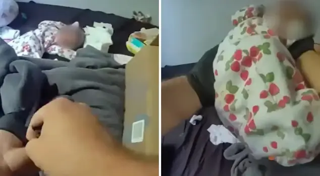 After his mother died, the baby, who had been left hungry and thirsty for days, was rescued by the police.