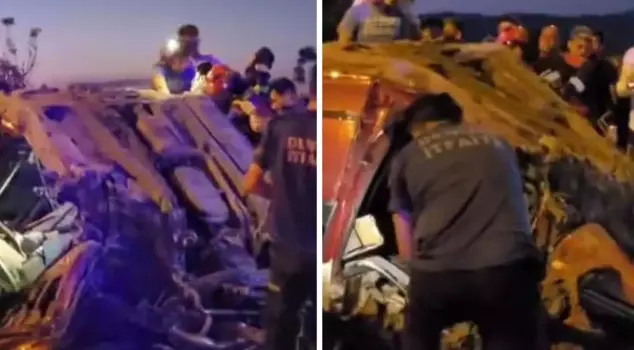 He was speeding, and the vehicle was totaled! The driver is seriously injured.