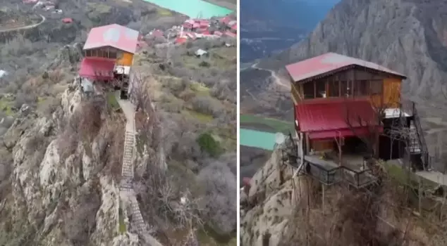 The house built on the cliff surprises those who see it; it can be reached by climbing 96 steps.