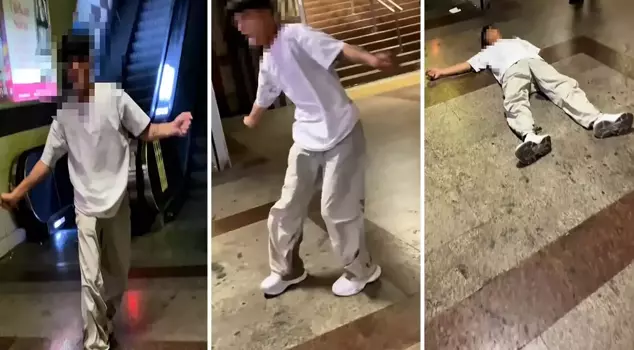 A young person under the influence of drugs had a crisis at the metro station.