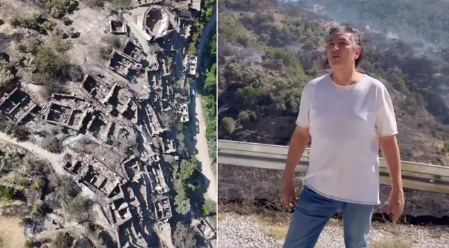 Çelik, who went to the fire area with an off-road vehicle, shared the latest situation.