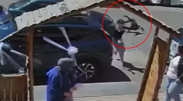 A car hit a mother and her child who were crossing the street! The child was thrown several meters away.