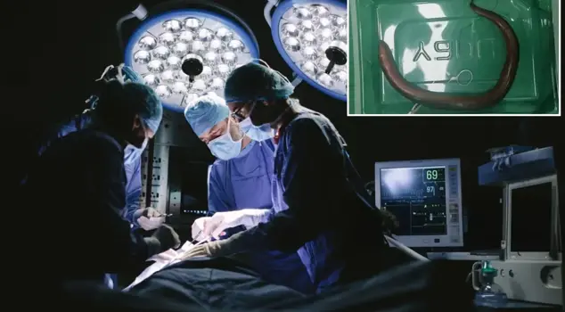 A man who went to the hospital with complaints of abdominal pain had a live eel removed from his abdomen.