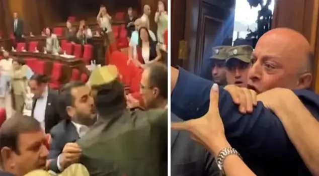 The parliament in Armenia was thrown into chaos: Deputies clashed with kicks and punches.