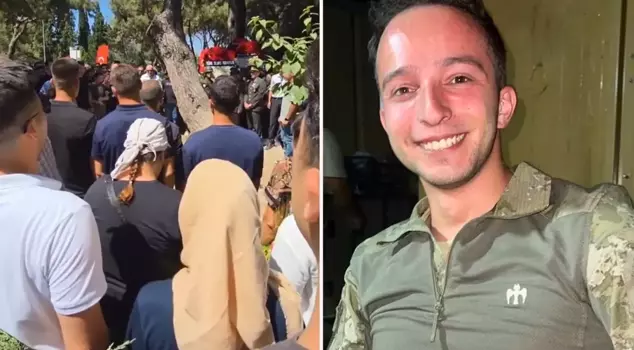 The friends of martyr Ege Akar bid him farewell with the Harbiye March.