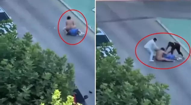 He went out into the street naked and attacked a passing woman.
