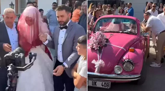 Kadir Ezildi picked up his bride from her father's house with the accompaniment of drums and zurna.