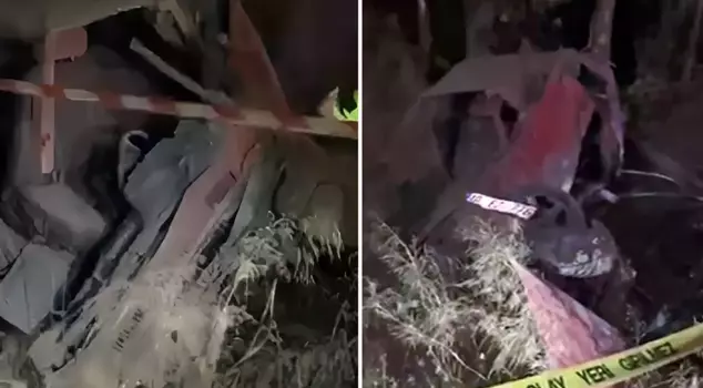The car fell into a wooded area: 2 dead.