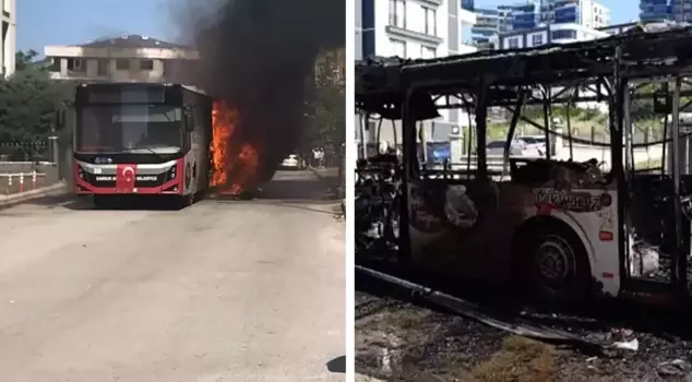 The disaster was averted! The public bus was engulfed in flames.