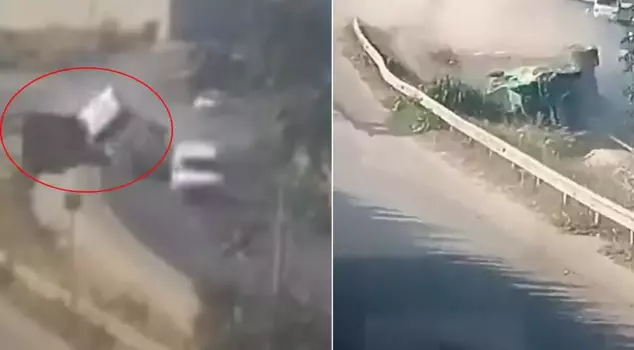 A horrific accident in which 5 people died was captured on camera! A trailer fell on top of a car driving on the road.