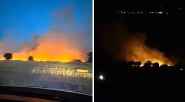 Fire in agricultural land in Çanakkale! Flames rose into the sky.