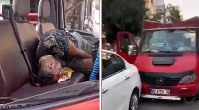 While using the safari vehicle, he/she fainted and crashed into parked cars.