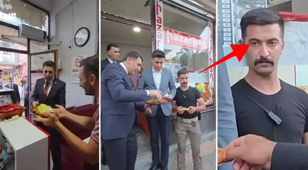 The moment that marked Tunceli Governor Aygöl's visit to the tradesmen! The bodyguard's attention to the gazes.