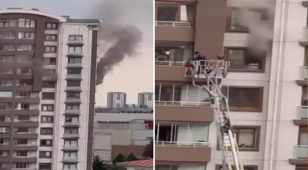 A fire in a building in Ankara! There are people trapped inside.