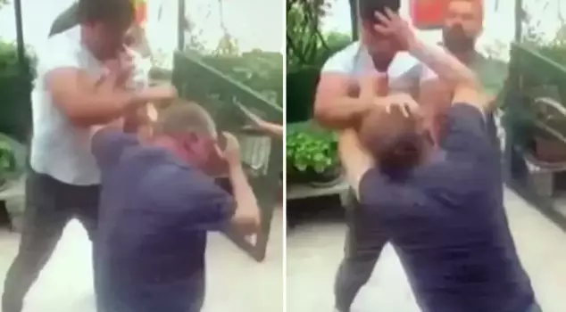 The boxer brutally beat the tradesman in his shop.