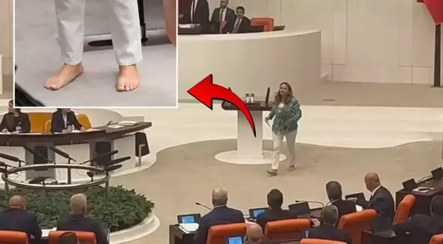 CHP member Semra Dinçer took the podium in the Parliament barefoot.
