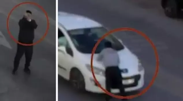 He made a hand gesture in front of the Fenerbahçe stadium! He dragged the security officer, who warned him, for meters with his car.