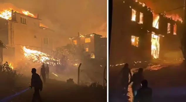 The forest fire in Sakarya spread to the evacuated neighborhood: Houses turned into fireballs.
