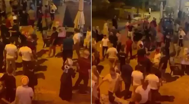 The claim that 10 people assaulted the police in the presence of their children at the judge's father's restaurant.