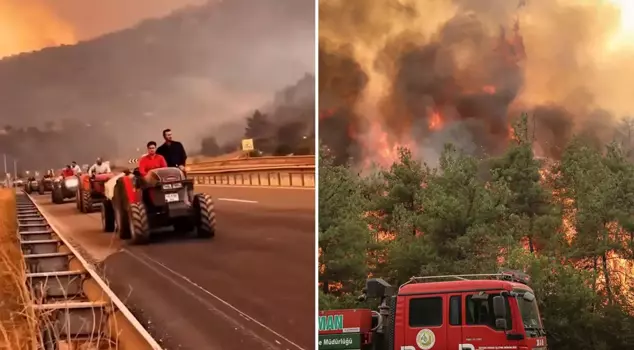 The fire that jumped from Sakarya to Bilecik is on its 4th day! Those with tractors rushed to help, and 7 villages were evacuated.