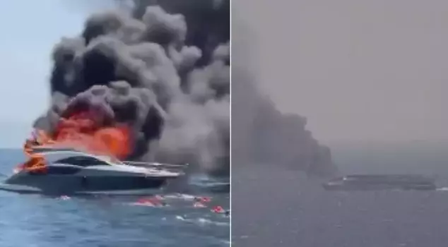 A rescue operation off the coast of Kınalıada! This is how the yacht carrying 12 people caught fire.