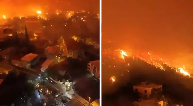 A fire has reached the Karahıdır neighborhood in Bursa! Citizens are trapped among the flames.
