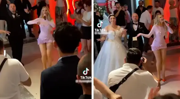 The world-famous singer Otilia performed at a wedding in Giresun.