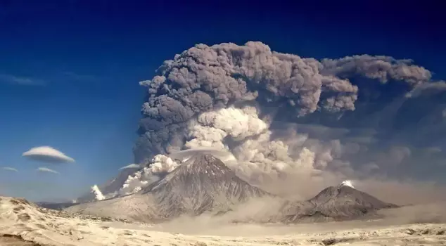 After the 8.8 magnitude earthquake, a volcano in Russia became active.