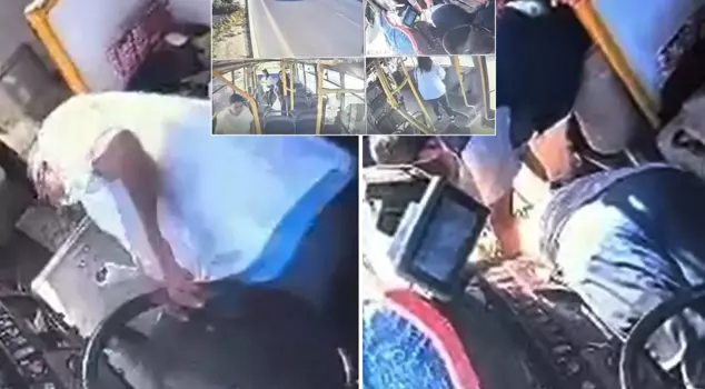 The image is from Turkey! The bus driver died at the wheel while driving.