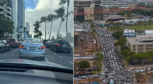 Traffic was gridlocked in Hawaii following the tsunami warning.