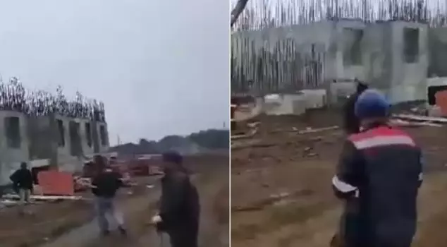 Turkish workers recorded the moment of the 8.8 earthquake.