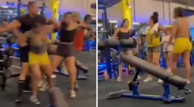 A fight between two women over exercise equipment turned the gym into a battlefield.