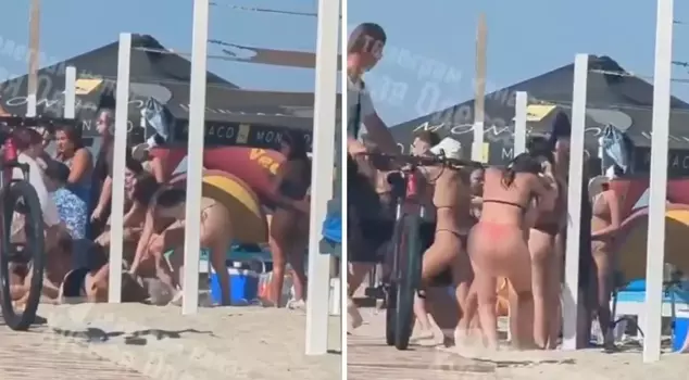 Women fought on the beach over a banned Russian song.