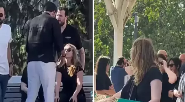 Famous actress Hayal Köseoğlu bid farewell to her father on his final journey.
