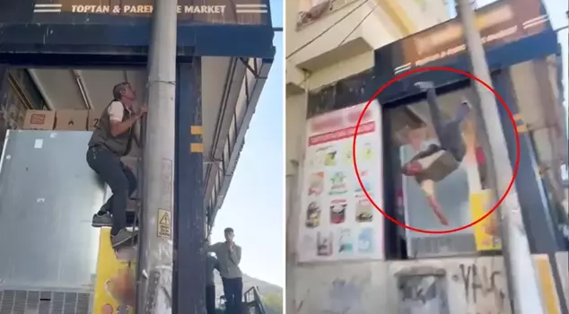 The master who was electrocuted on the electric pole was thrown onto the concrete ground.