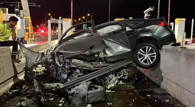 The vehicle that crashed into the concrete barriers was totaled, and the driver died at the scene.