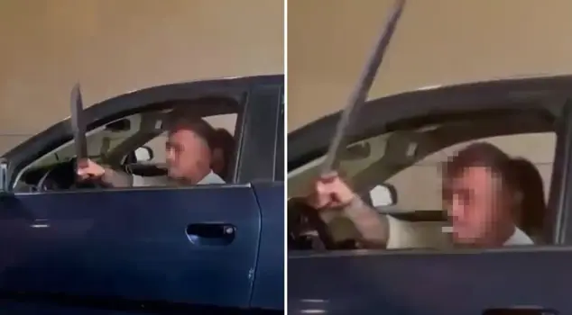 He swung a glass sword and caused chaos in traffic.