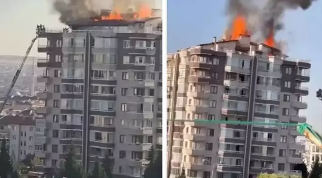 Big panic! A fire broke out in a 12-story building in Ankara.