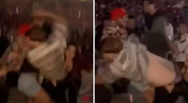 At the concert, he punched the woman who accidentally spilled a drink on him until she fainted.