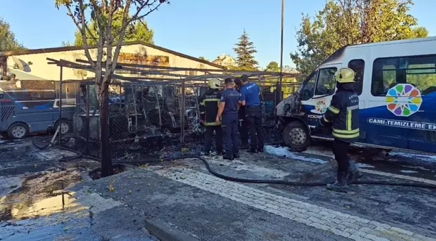 The municipality's cleaning vehicles were reduced to ashes in the fire.