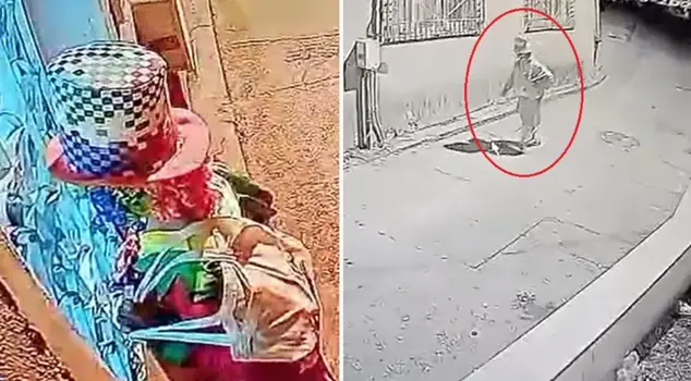 He chased the children with a knife while wearing a clown costume.