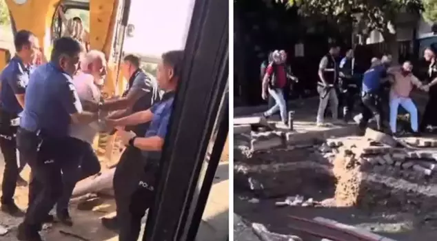 Chaos erupted during the demolition of a cafeteria in Bursa: 1 police officer injured, 3 detained.
