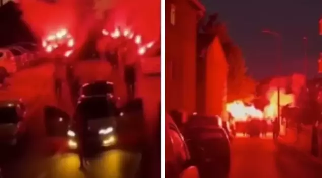 In the bride's request ceremony, punishment for the groom candidates who light torches and block the road.