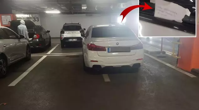 The note left on the car of the expatriate who violated parking regulations caused a stir.