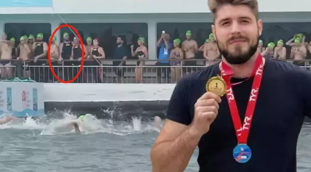 The last footage of the Russian swimmer who went missing in the Bosphorus has emerged.